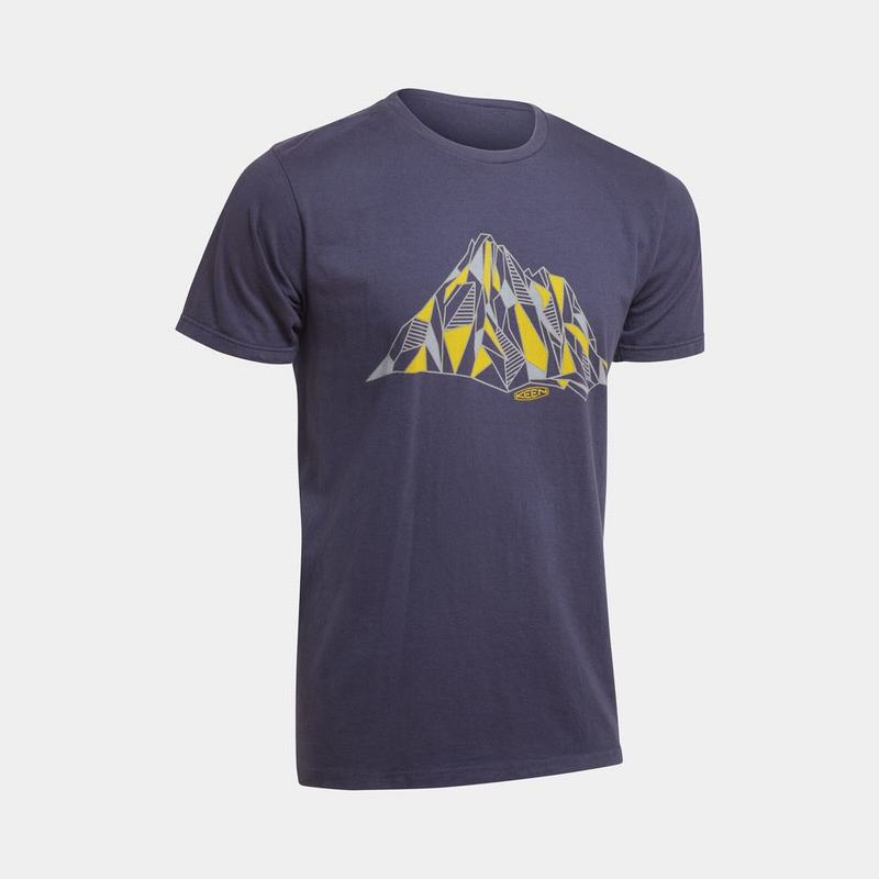 Keen Faceted Mountain Mens T-Shirts Navy Stockists NZ (8421-VDCNS)